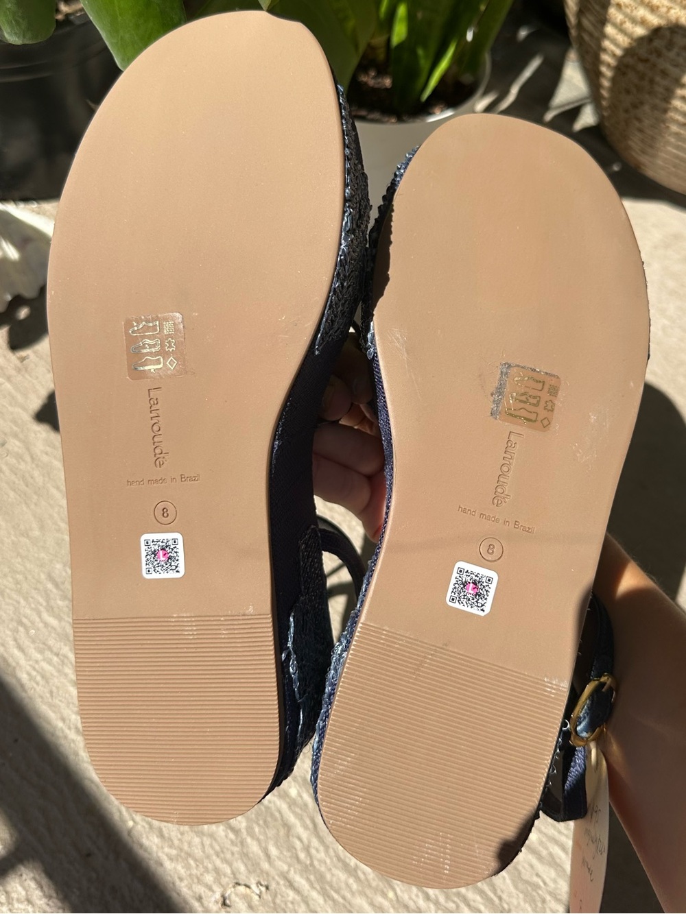 Larroude Navy Strappy Slingback Sandals - Picture 6 of 7